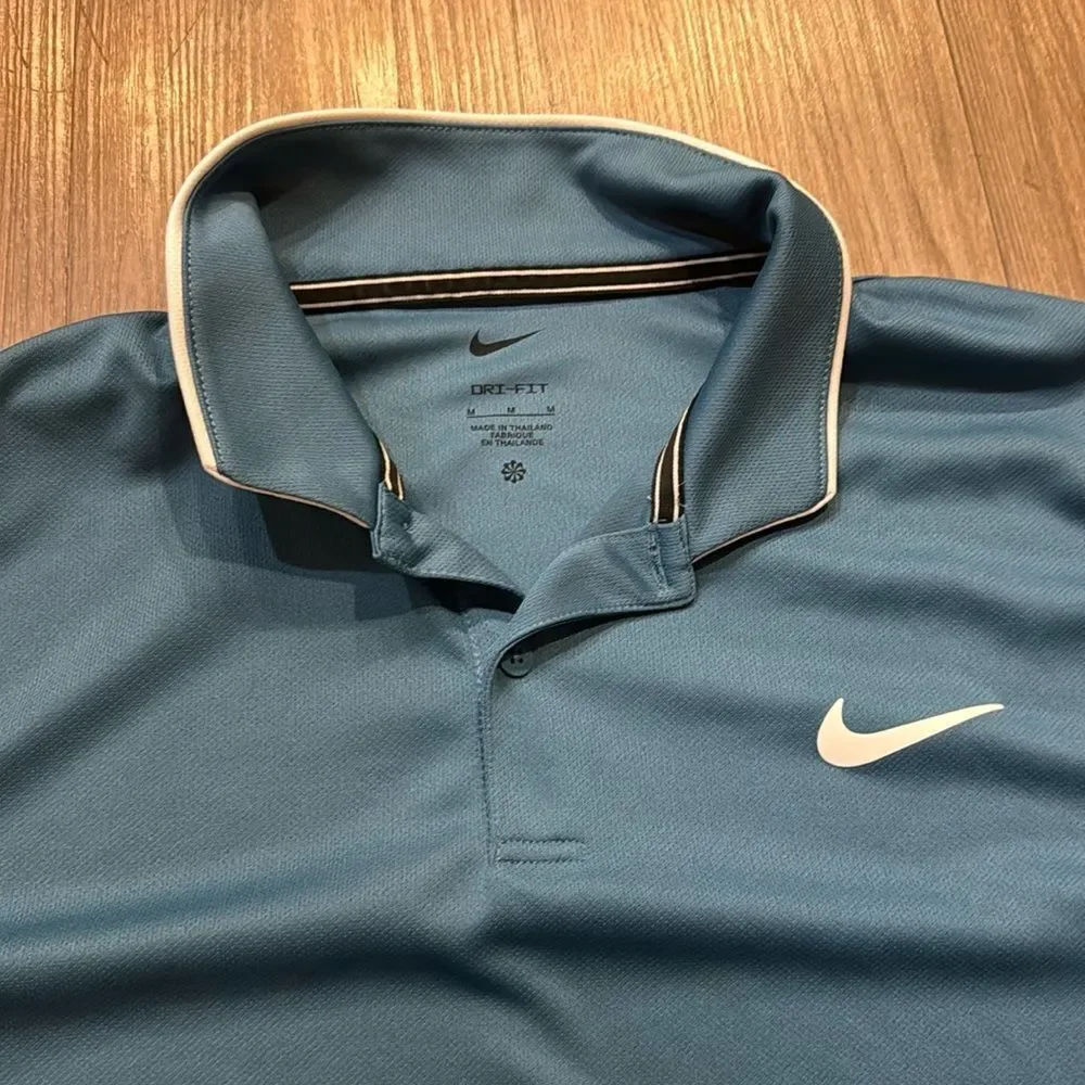 Men’s Nike Dri-Fit‎ Tennis Polo | Medium | Turquoise/White - Picture 2 of 6